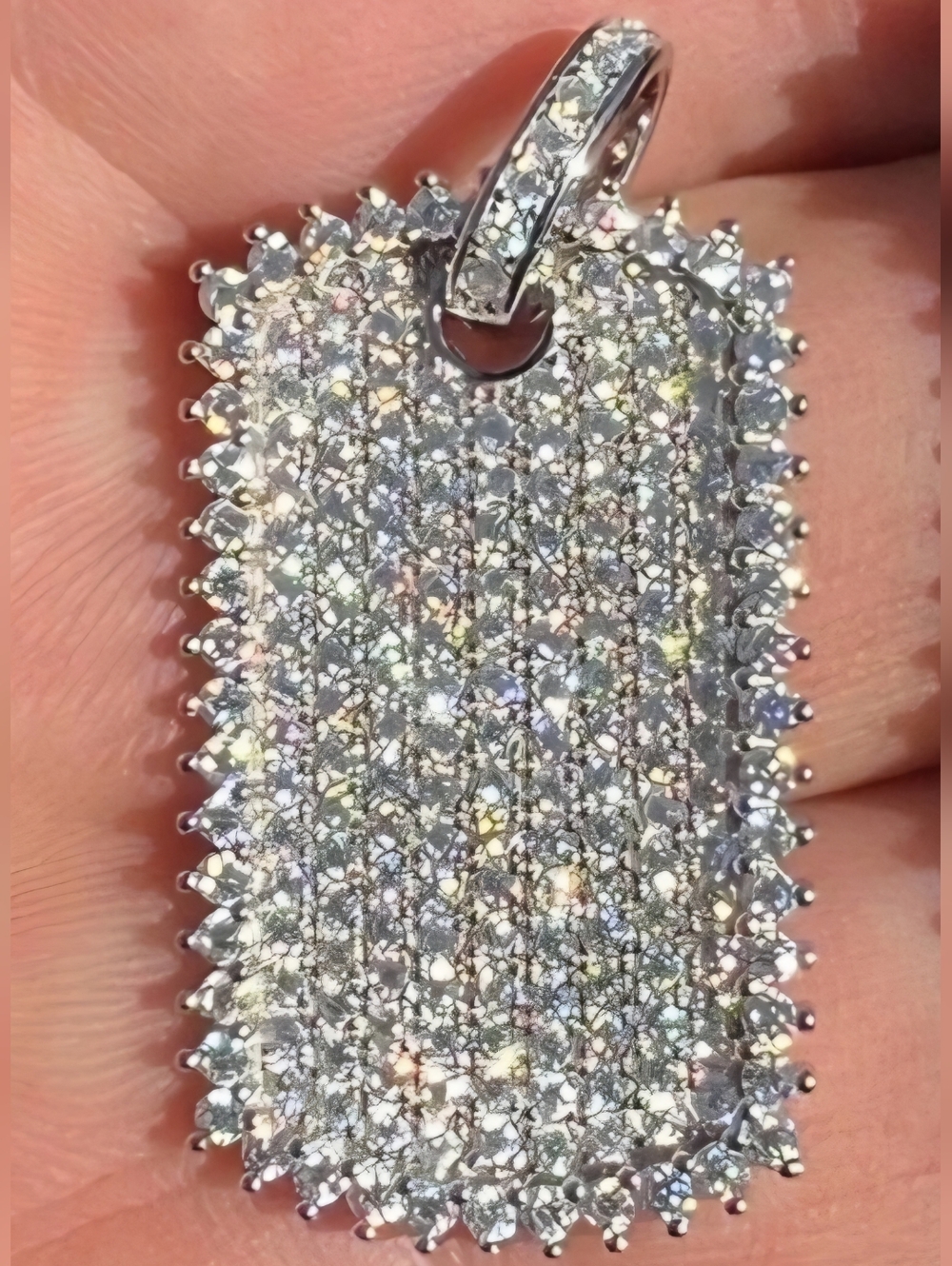 Iced Out Moissanite Solid 925 Silver Dog Tag Iced Hip Hop Pendant New